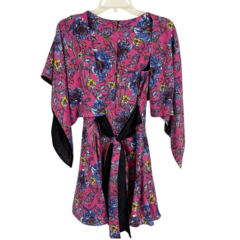 Prabal Gurung Collective Tunic Blouse Women's Size 10 Pink Floral Cape Sleeve